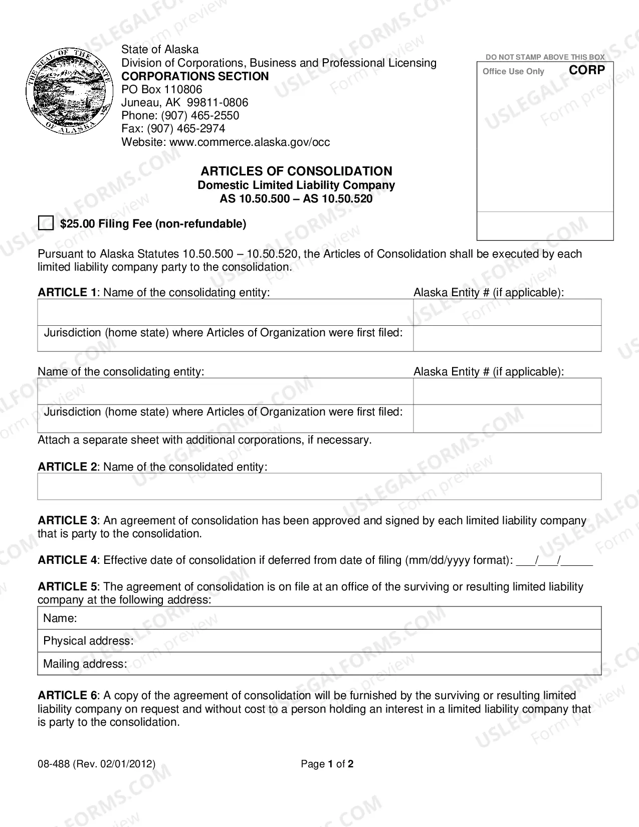 Preview Articles of Consolidation Limited Liability Company