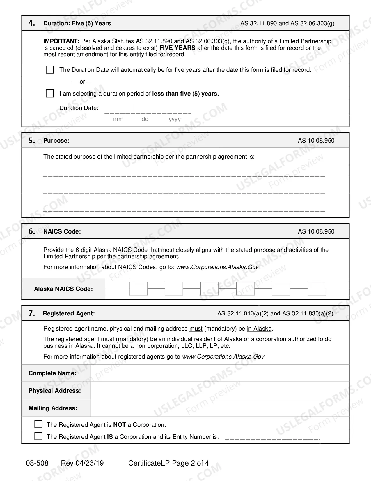 Preview Application For Certificate of Limited Partnership