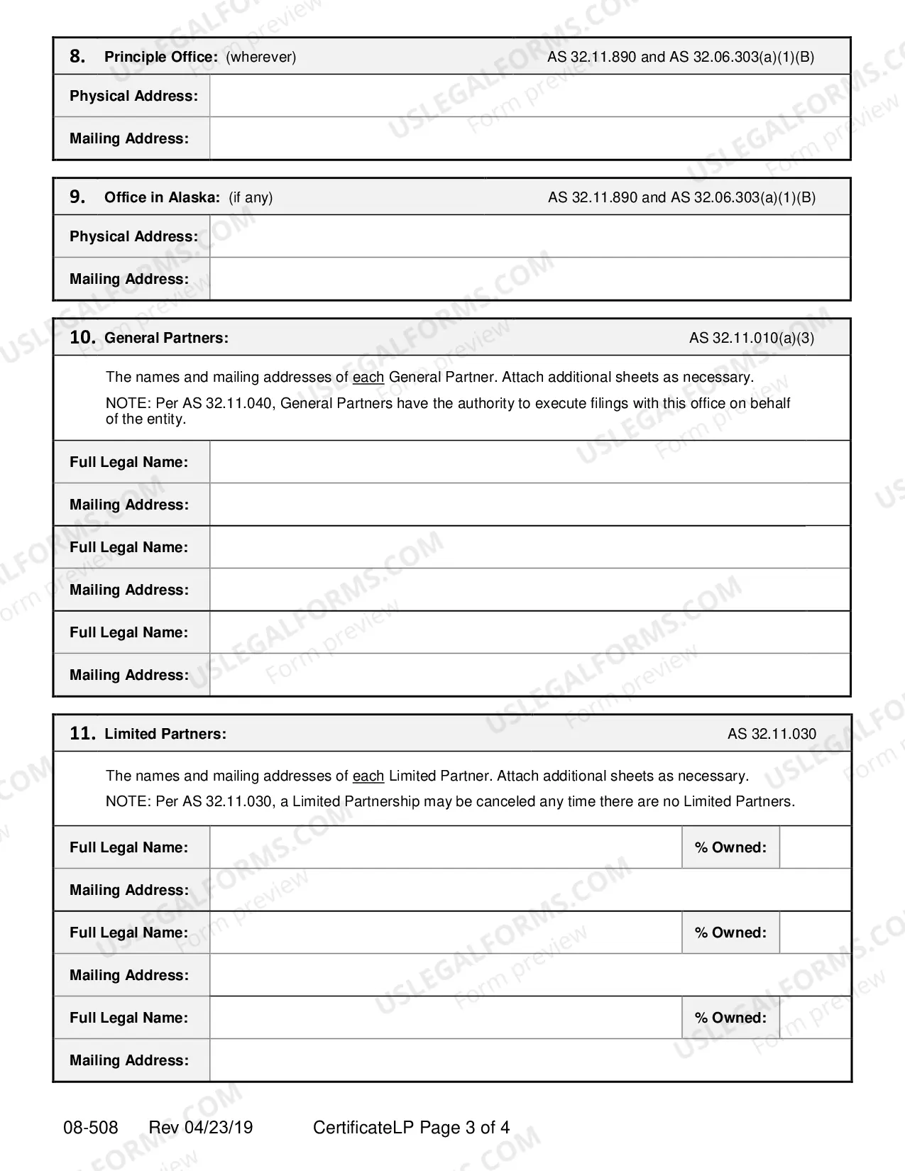 Preview Application For Certificate of Limited Partnership