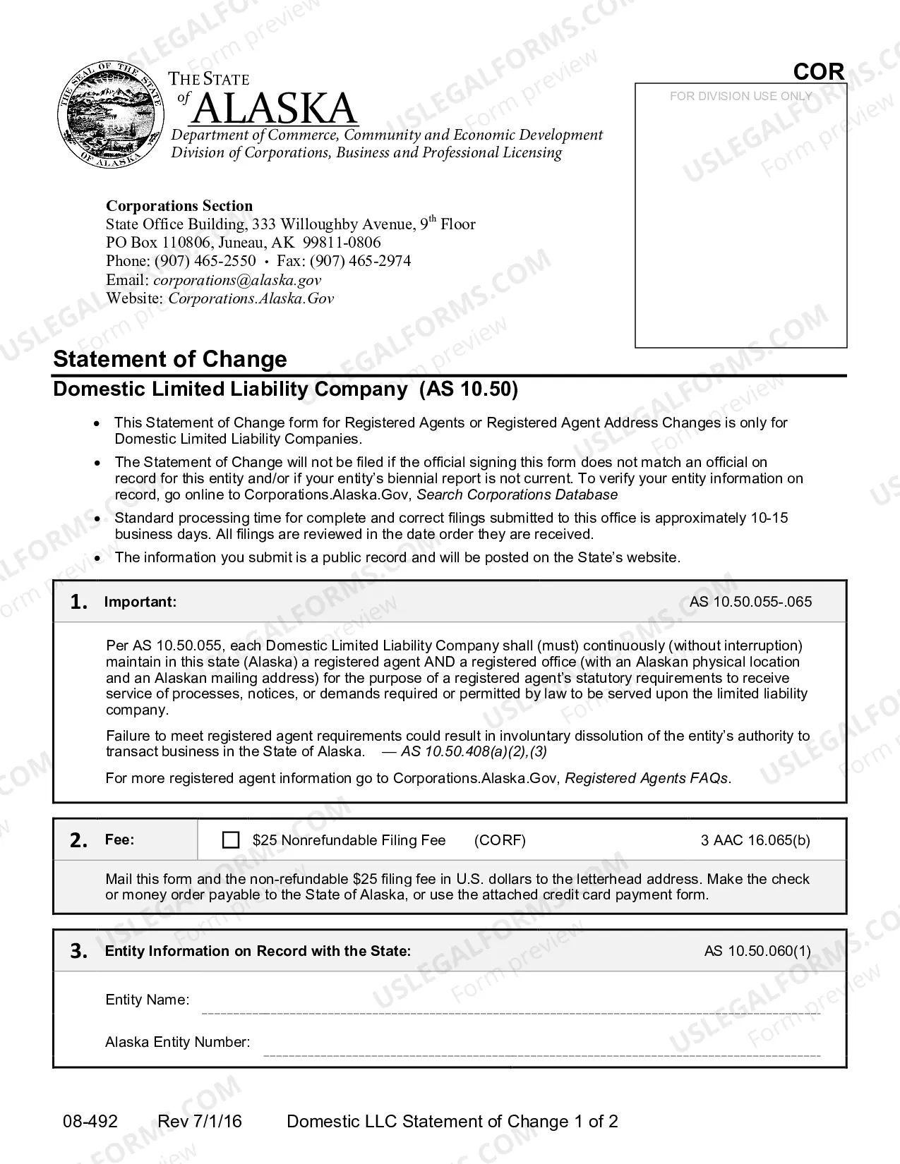 Preview Alaska Change of Registered Agent