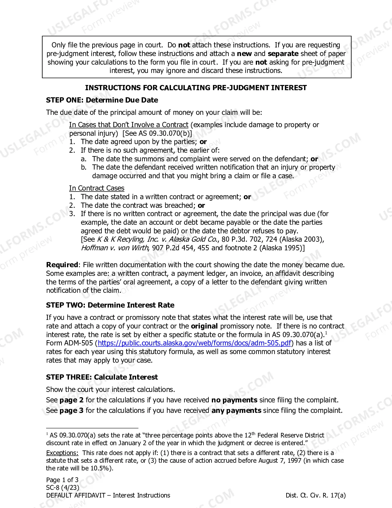 Preview Default Affidavit and Request for Judgment