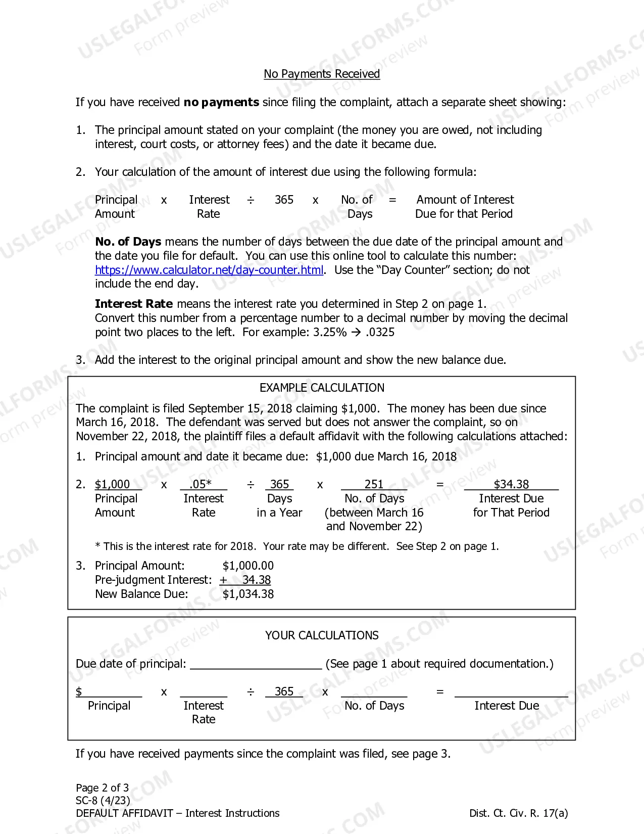 Preview Default Affidavit and Request for Judgment