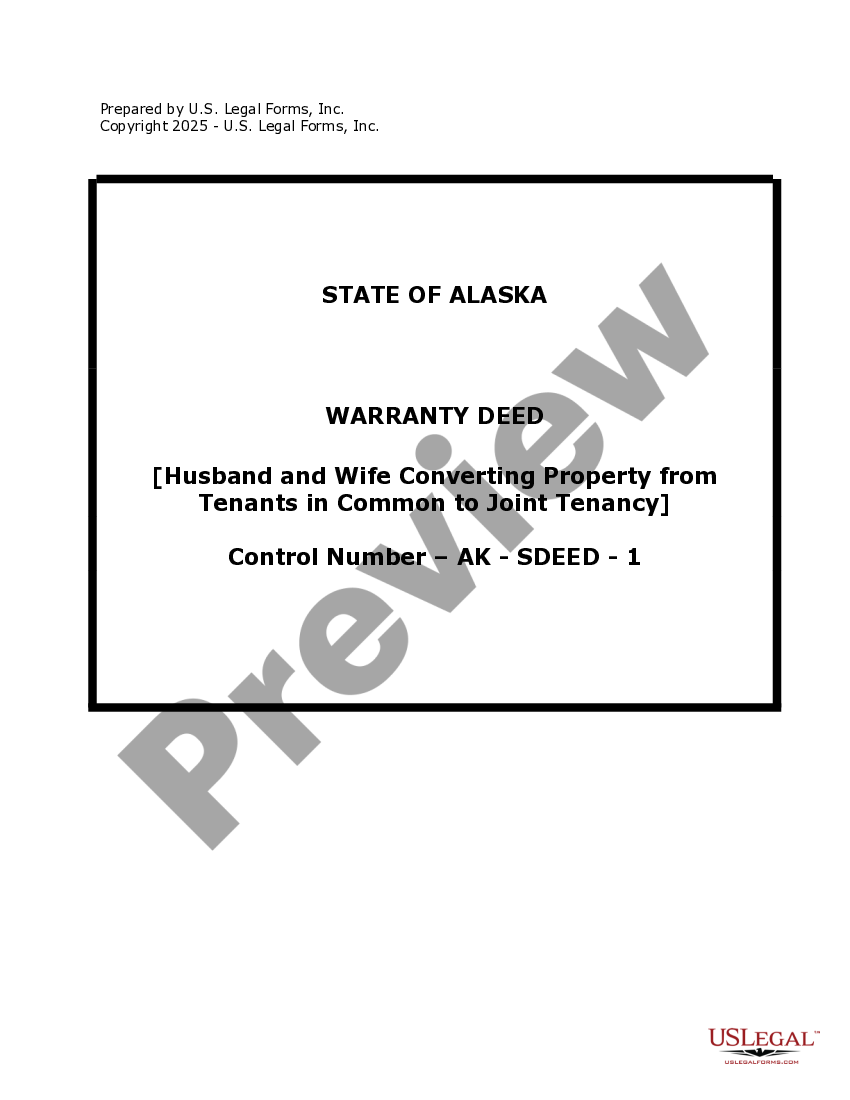 Alaska Warranty Deed for Husband and Wife Converting Property from