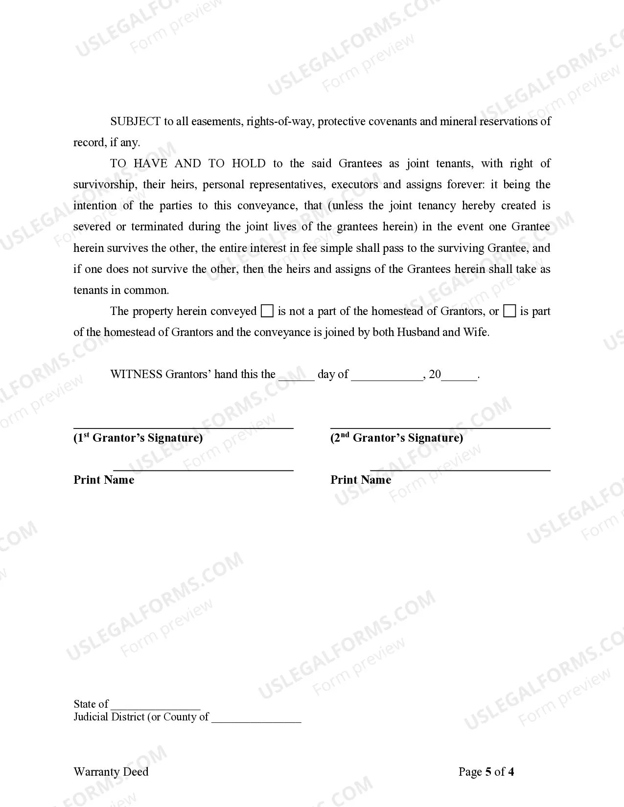 Preview Warranty Deed for Husband and Wife Converting Property from Tenants in Common to Joint Tenancy