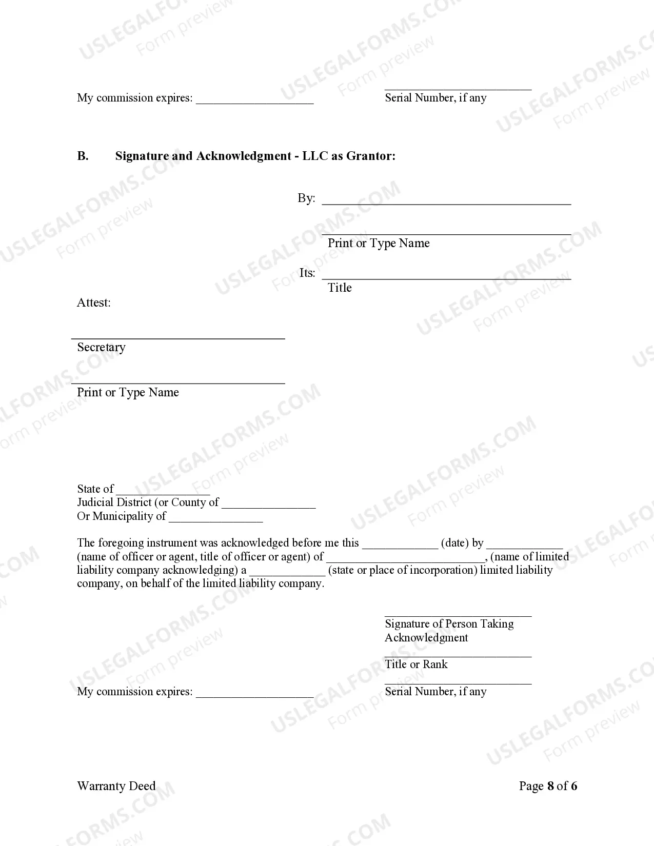 Preview Warranty Deed from Limited Partnership or LLC is the Grantor, or Grantee
