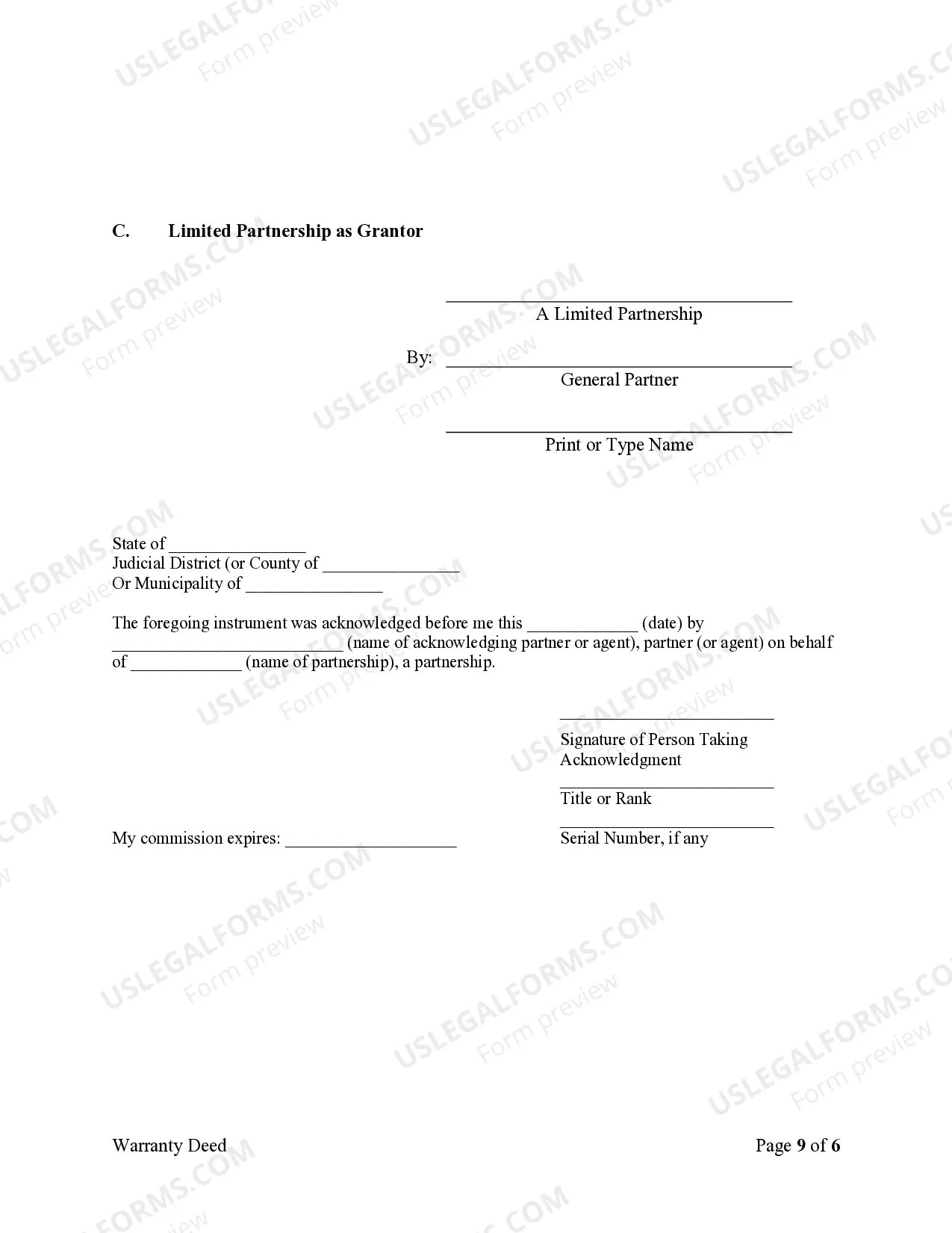 Preview Warranty Deed from Limited Partnership or LLC is the Grantor, or Grantee