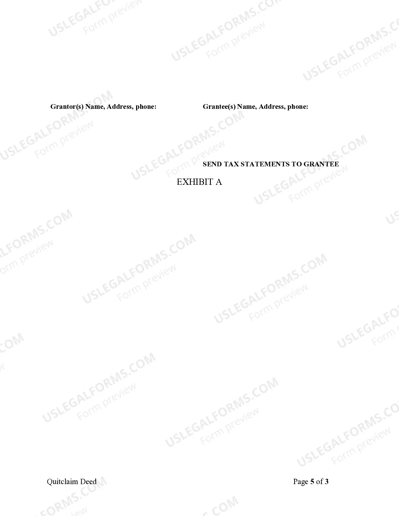 Preview Quitclaim Deed for Individual to a Trust