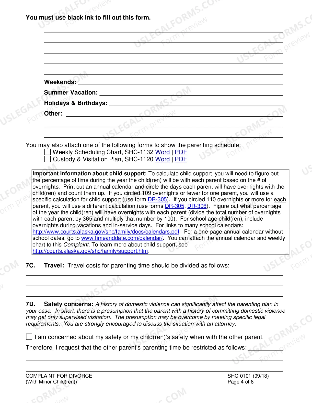 Preview Divorce Complaint, SHC-101