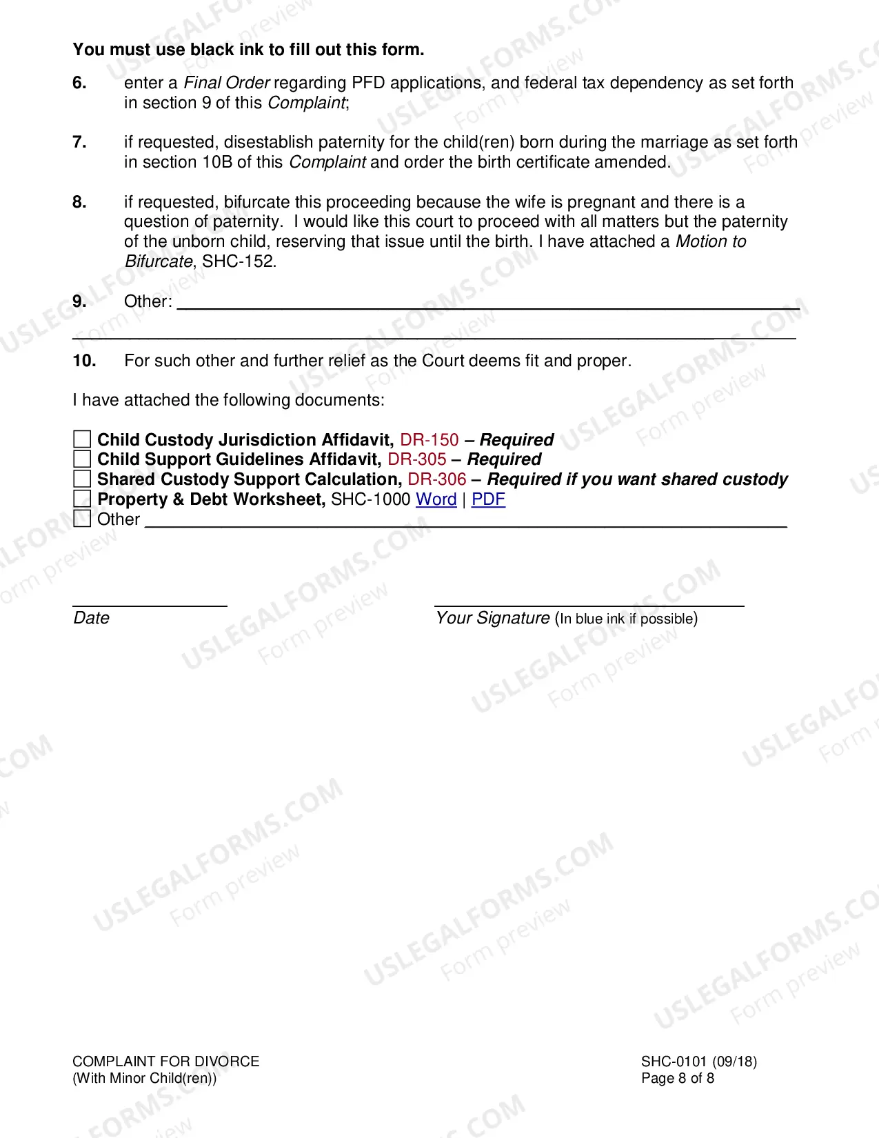 Preview Divorce Complaint, SHC-101