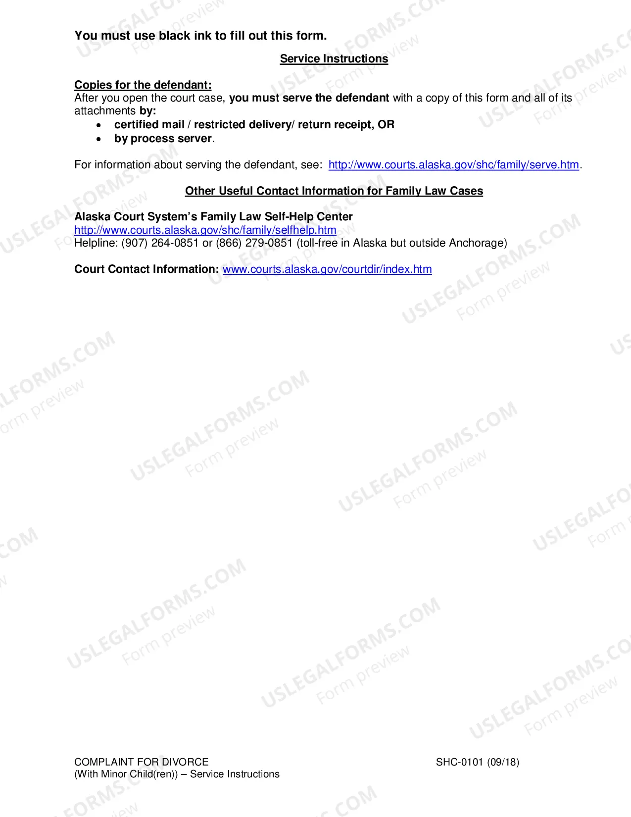 Preview Divorce Complaint, SHC-101