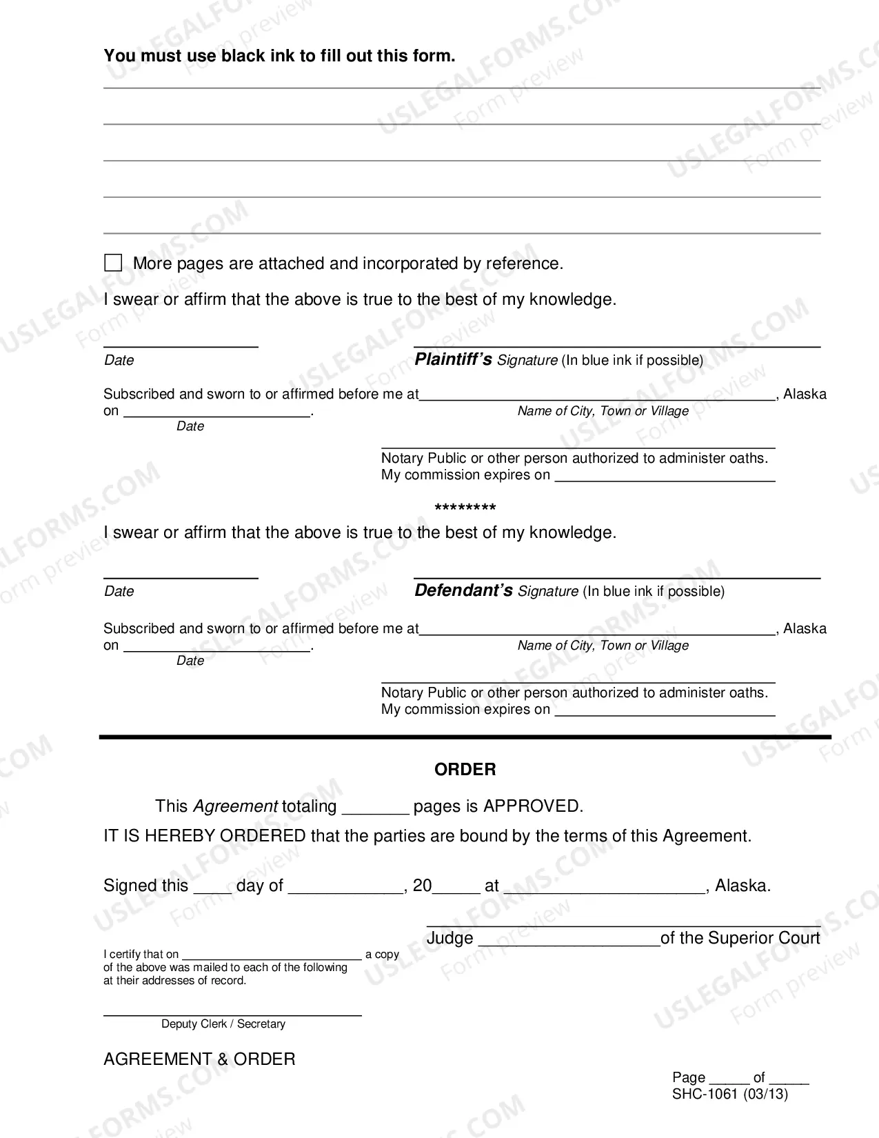 Preview Agreement & Order, SHC-1061
