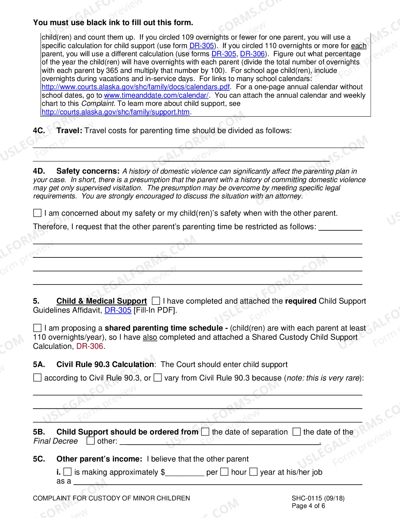 Preview Custody Complaint, SHC-115