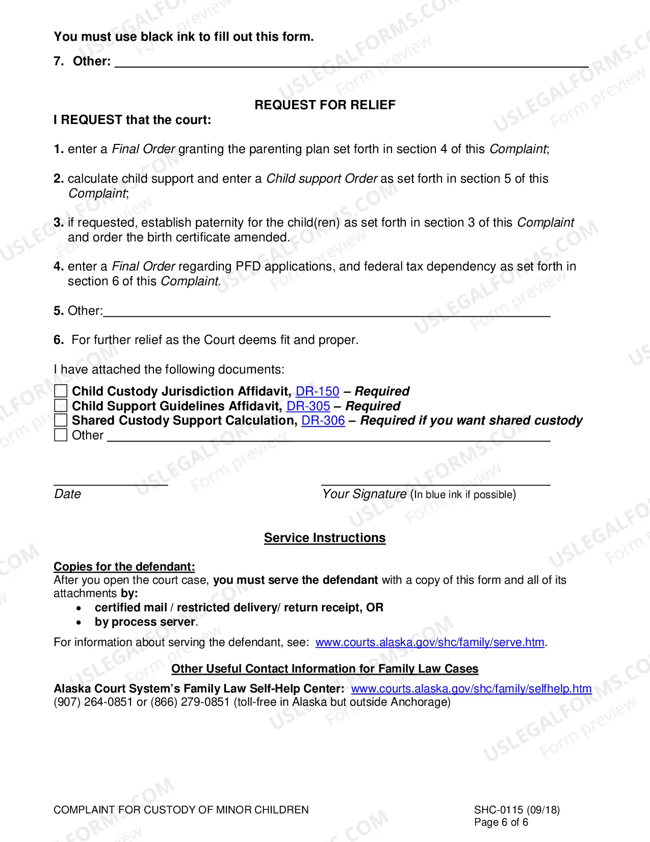 Preview Custody Complaint, SHC-115