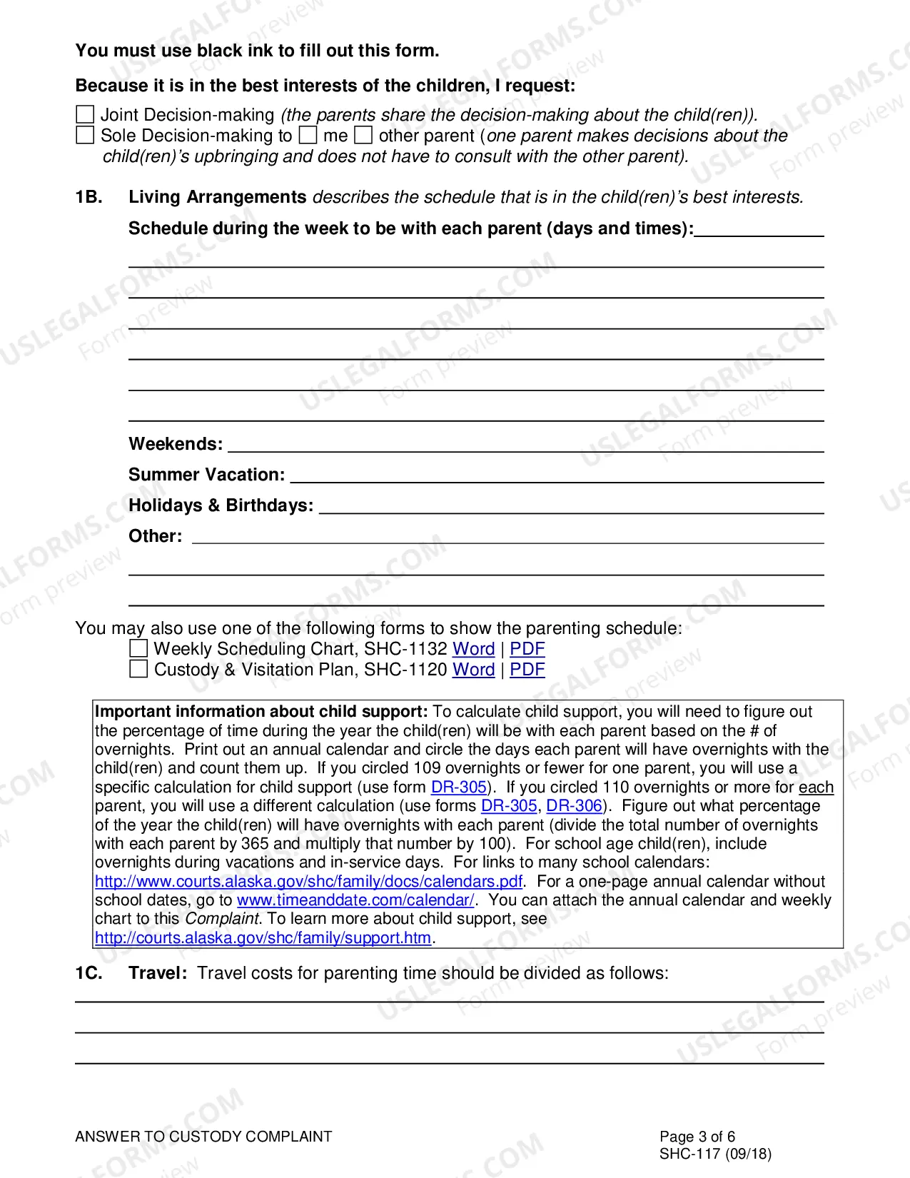 Preview Answer & Counterclaim to a Custody Complaint, SHC-117