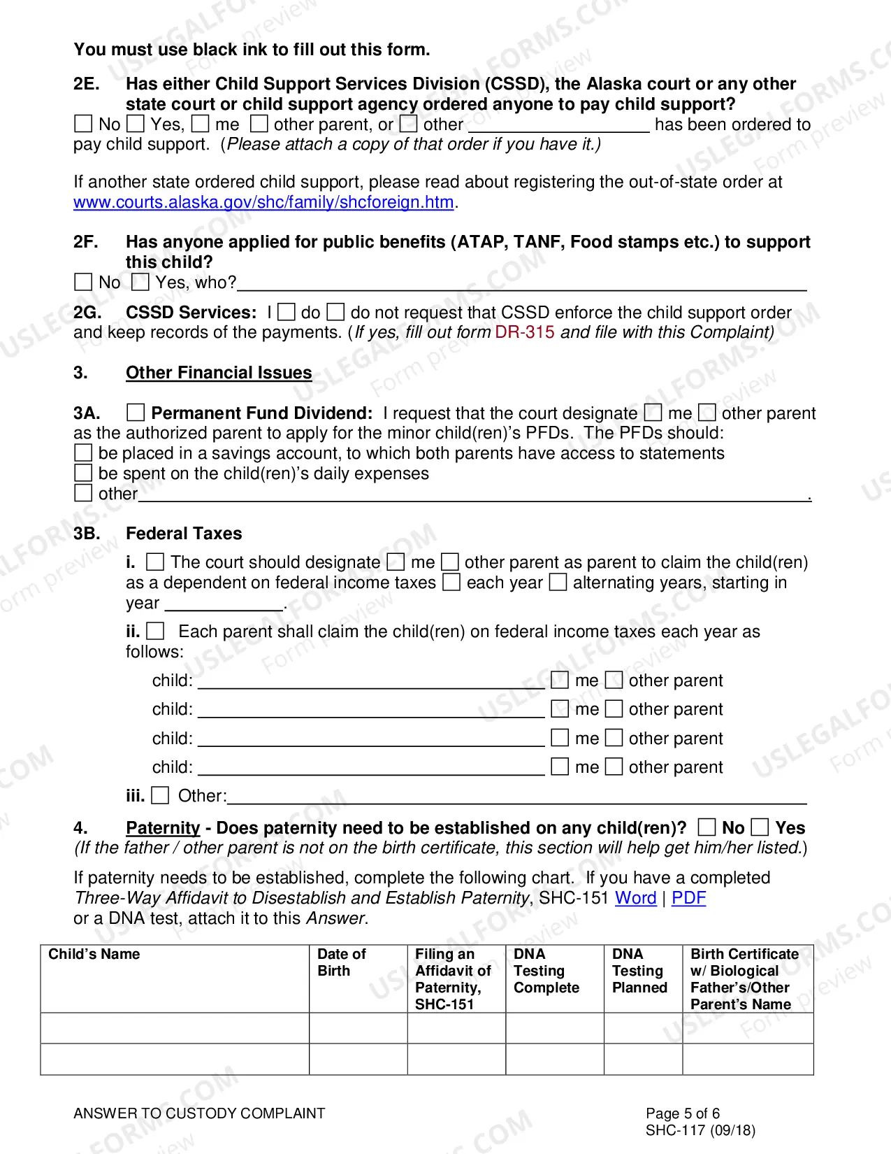Preview Answer & Counterclaim to a Custody Complaint, SHC-117