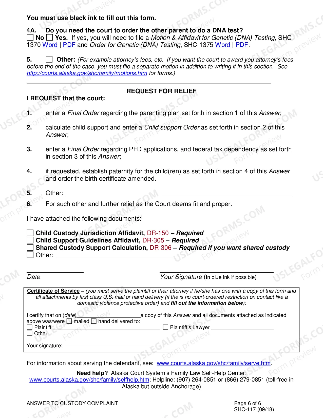 Preview Answer & Counterclaim to a Custody Complaint, SHC-117