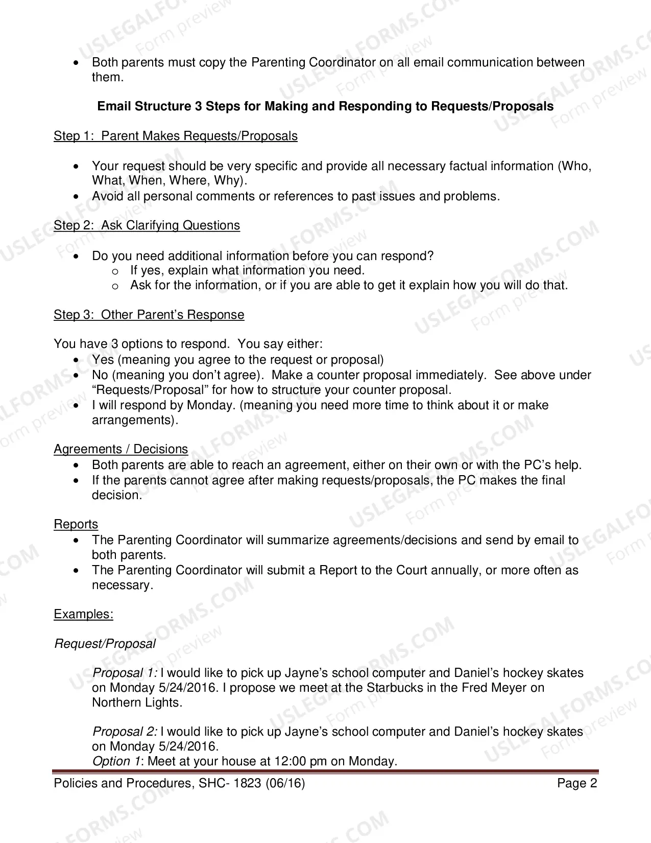 Preview Parenting Coordinator Policies and Procedures, SHC-1823