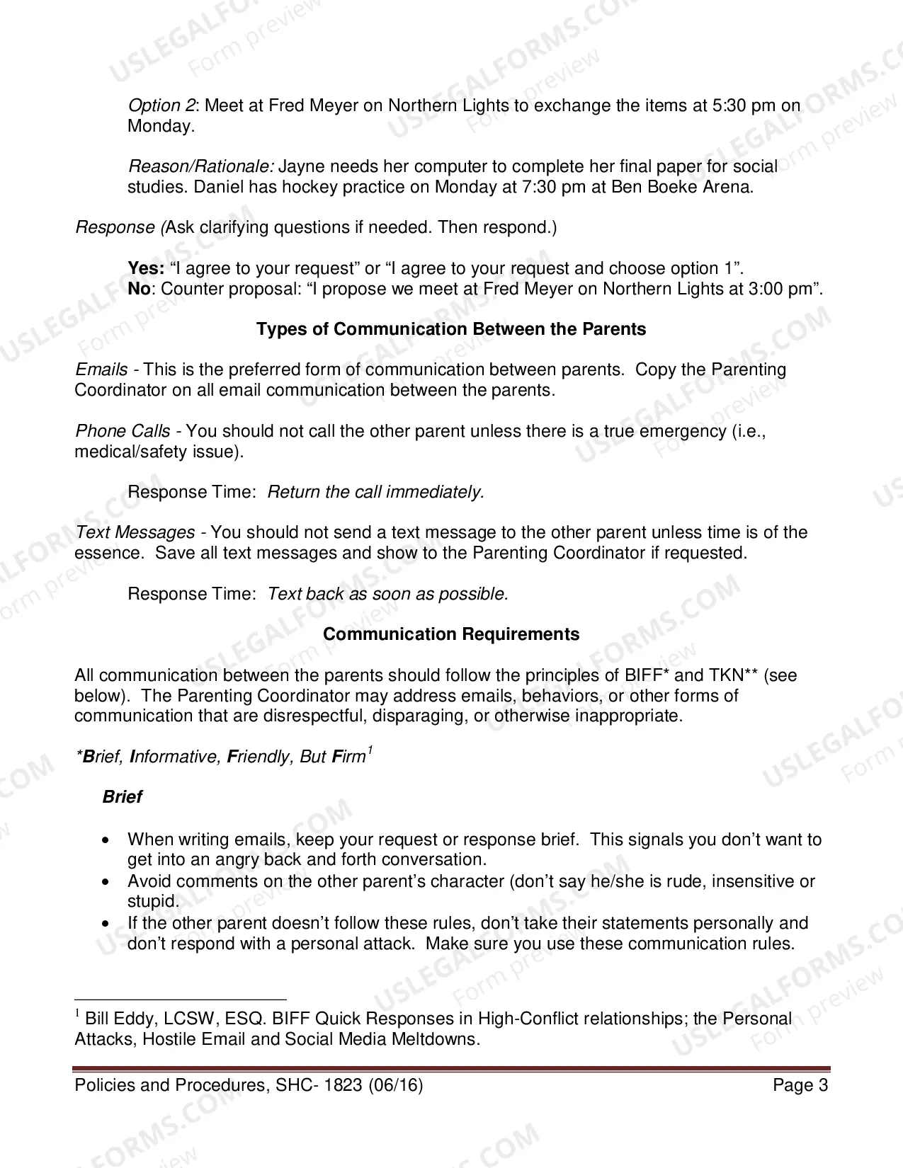 Preview Parenting Coordinator Policies and Procedures, SHC-1823