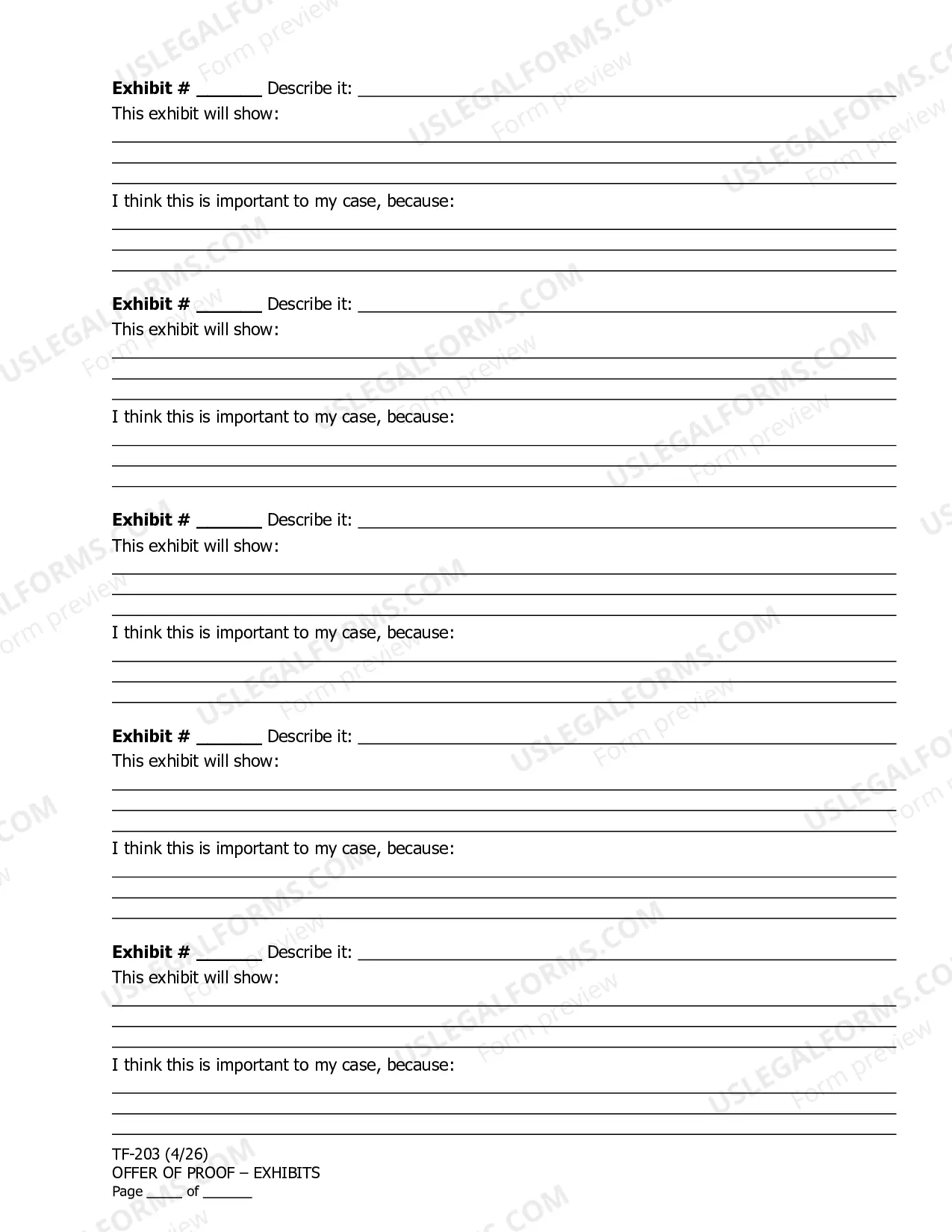 Preview Offer of Proof - Exhibits