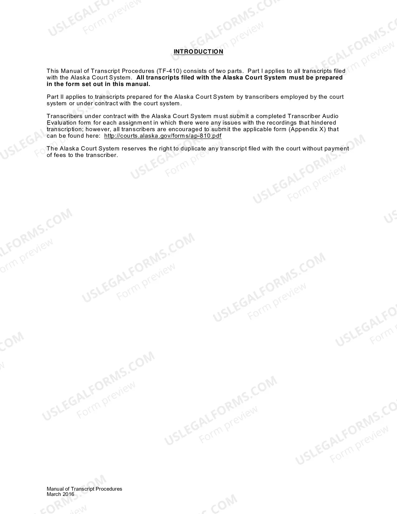 Preview Manual of Transcript Procedures and Appendices