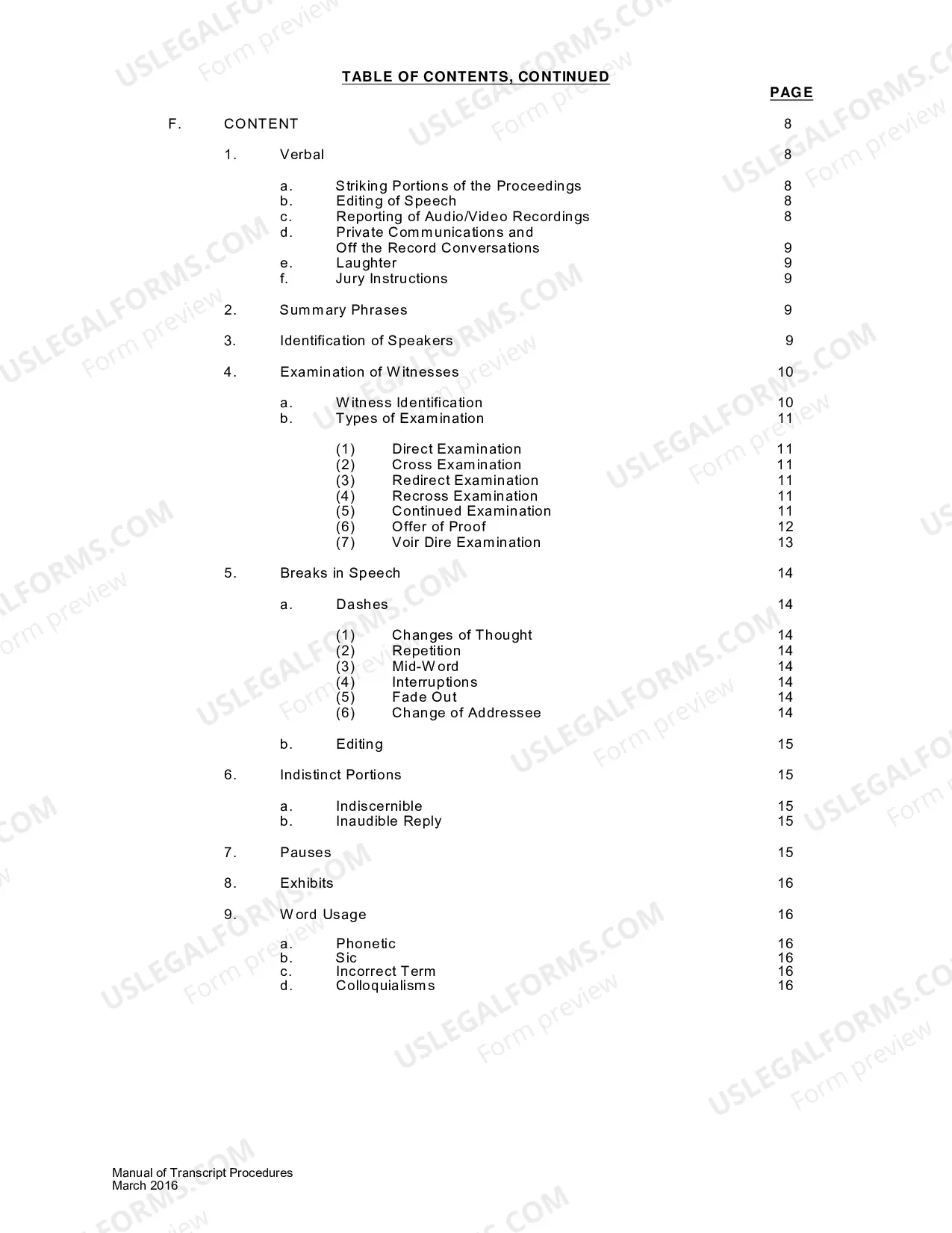 Preview Manual of Transcript Procedures and Appendices