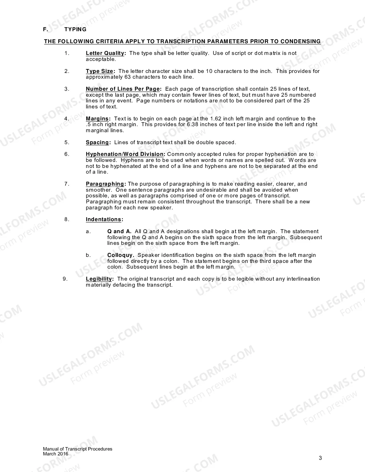 Preview Manual of Transcript Procedures and Appendices