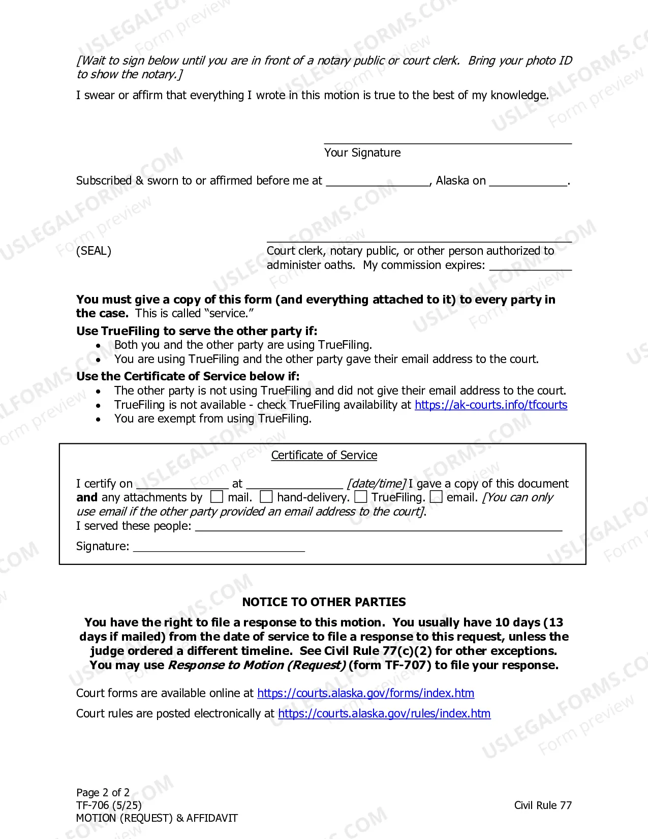 Preview Motion or Request and Affidavit