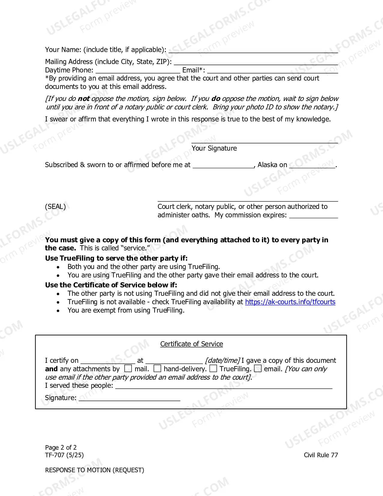 Preview Response to Motion or Request