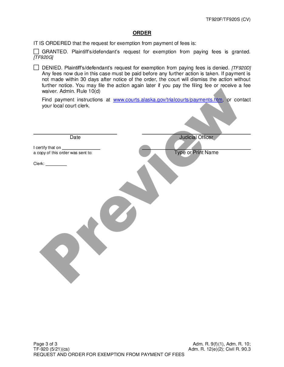 page 2 Request for Exemption from Payment of Fees preview