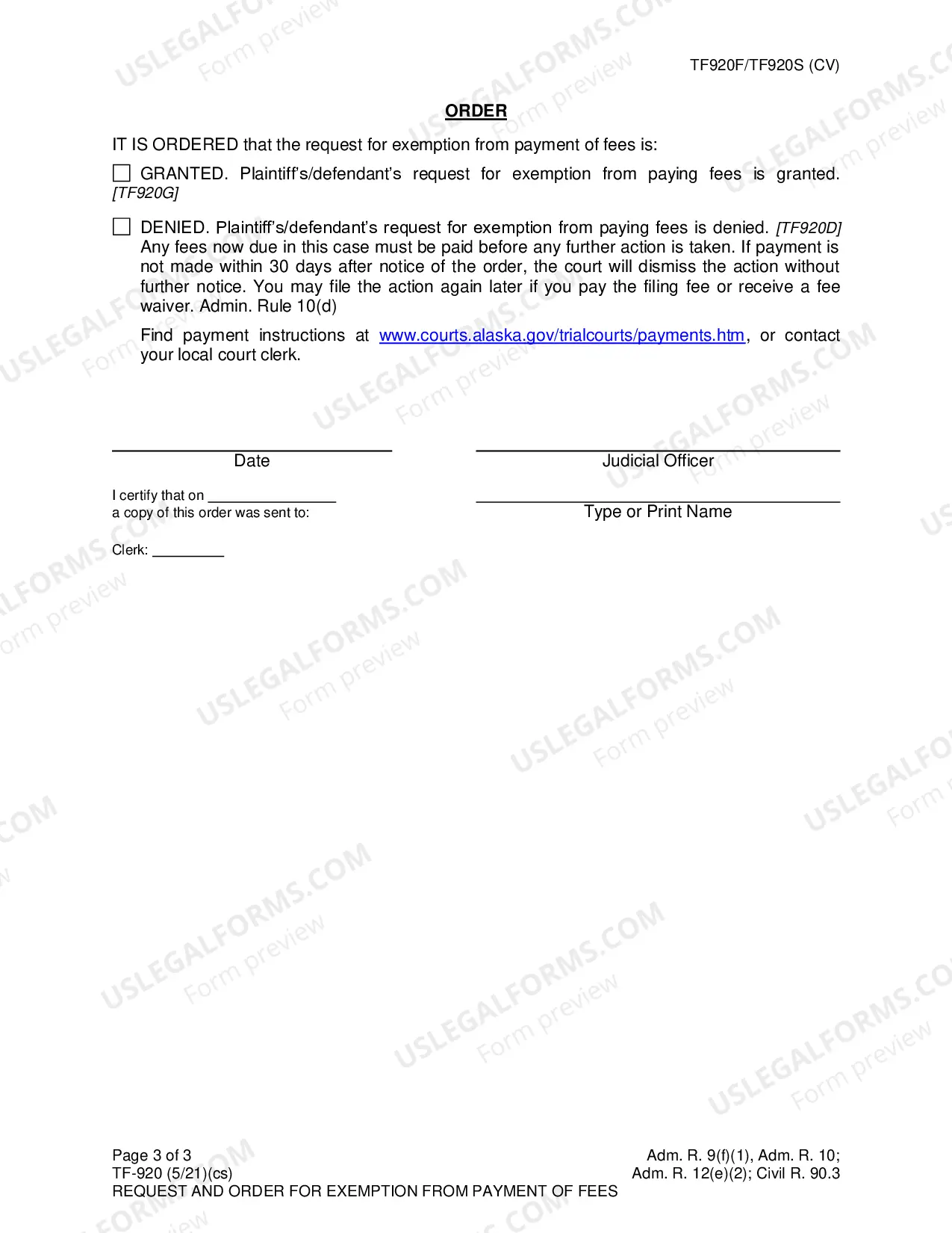 Preview Fee Waiver, TF-920