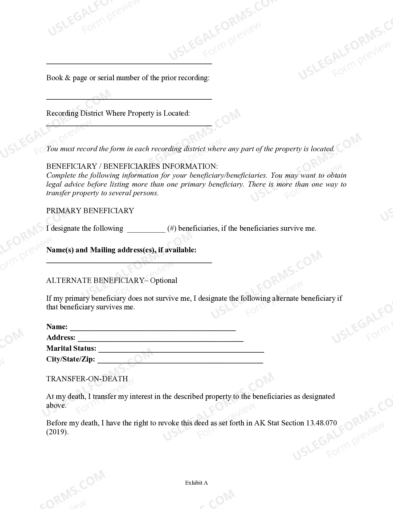 Preview Transfer on Death Deed or TOD - Beneficiary Deed for Two Married Individuals to Multiple Individuals