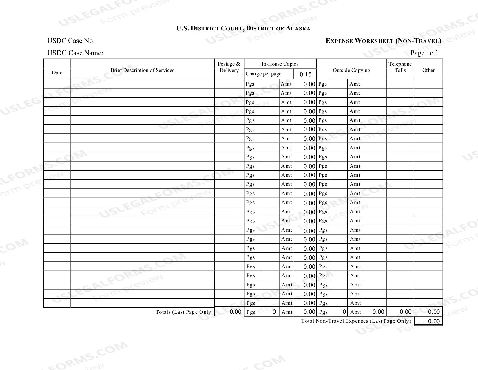 Preview Expense Worksheet (Non-Travel)