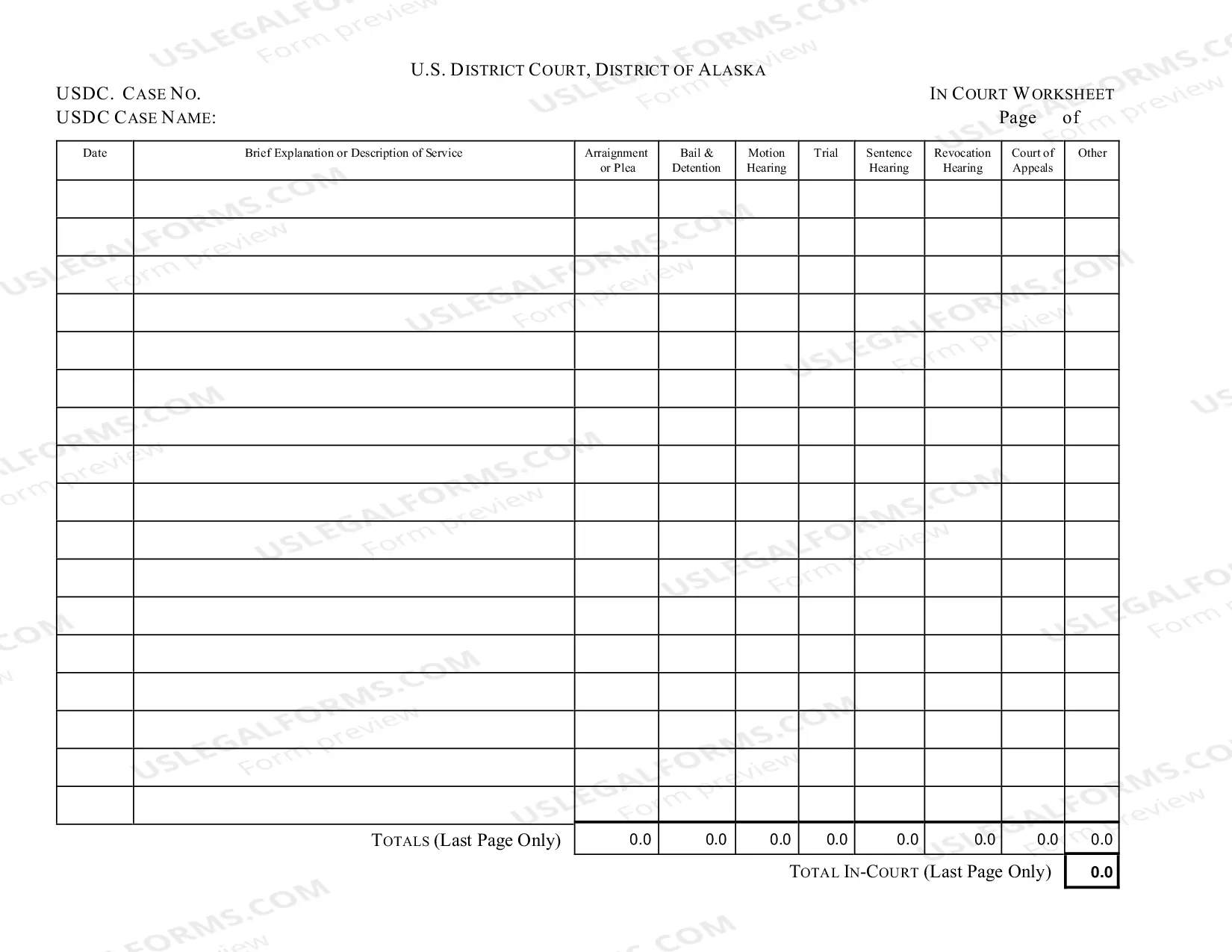 Preview In-Court Worksheet