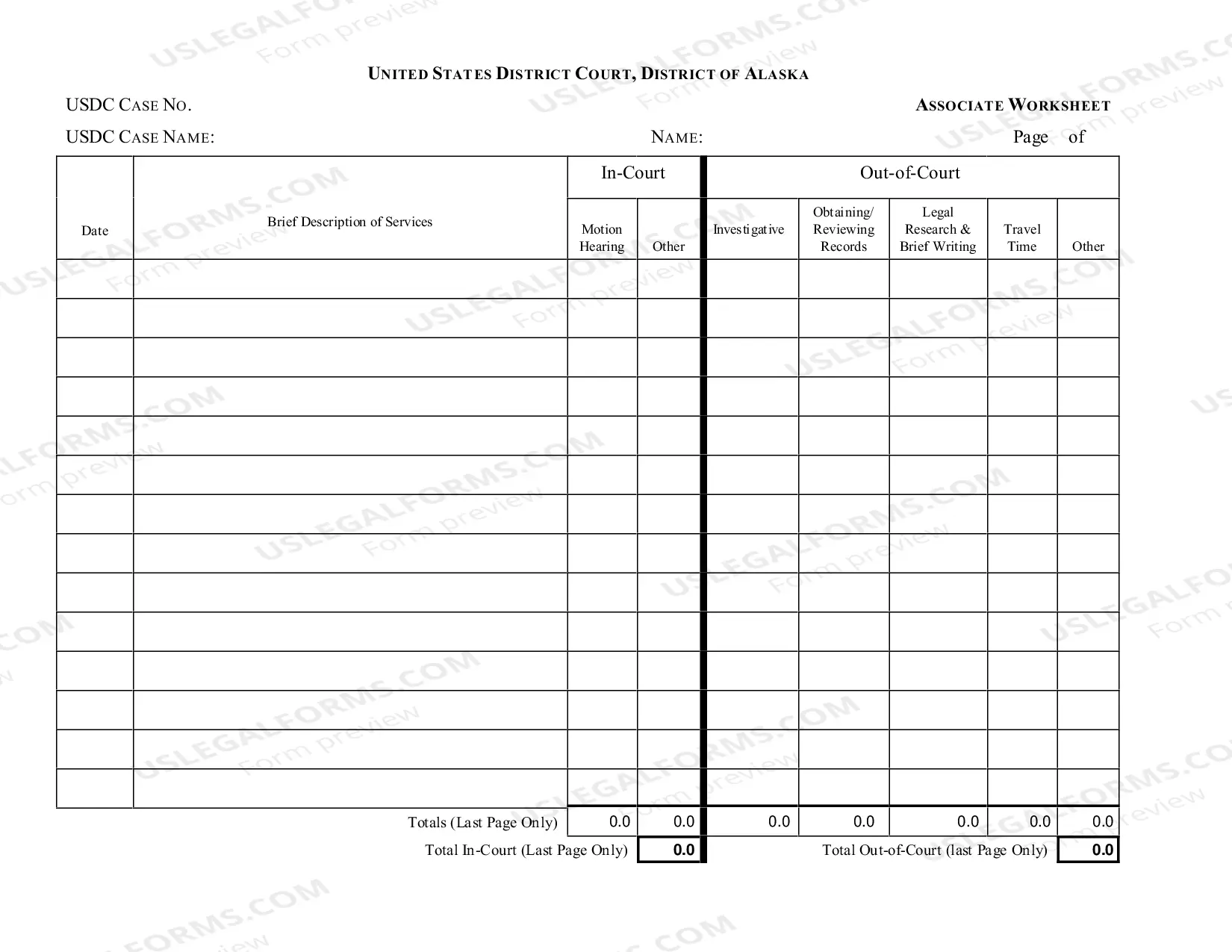 Preview Associate Worksheet