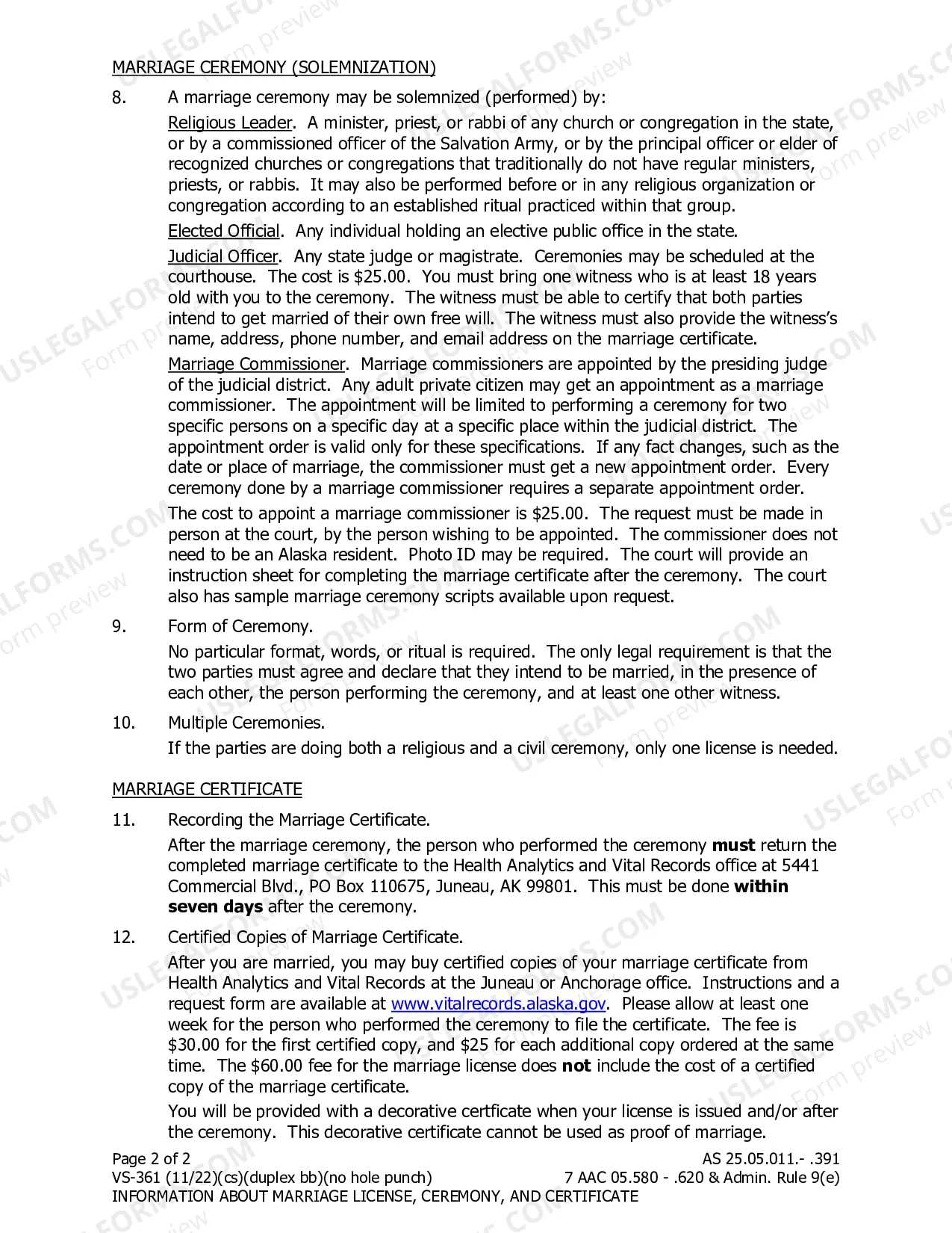 Preview Information about Marriage License, Ceremony and Certificate