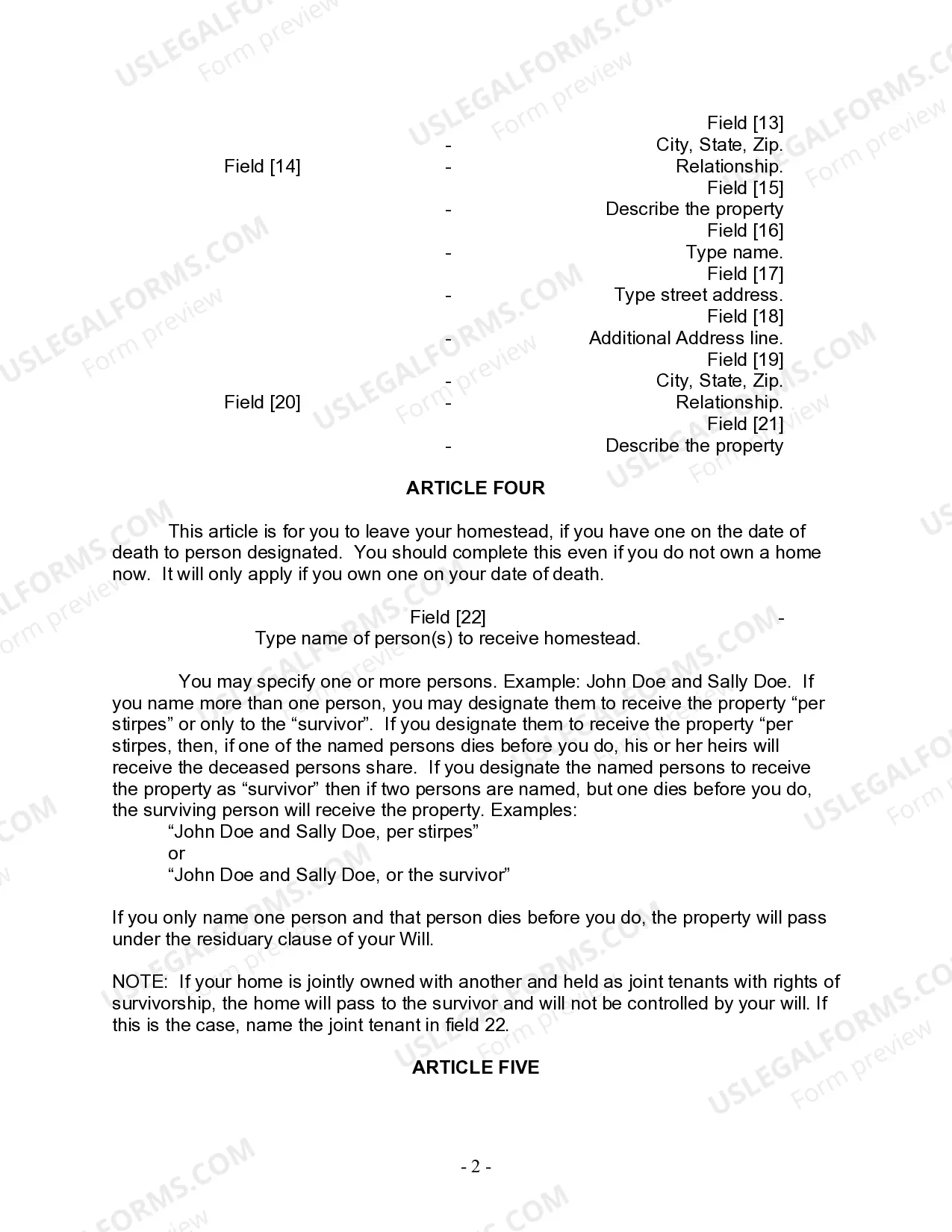 Preview Last Will and Testament for Single Person with No Children