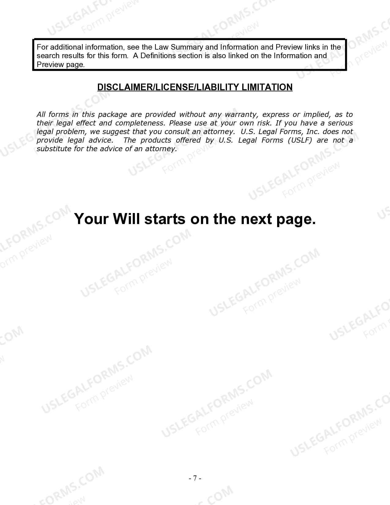 Preview Last Will and Testament for Single Person with No Children