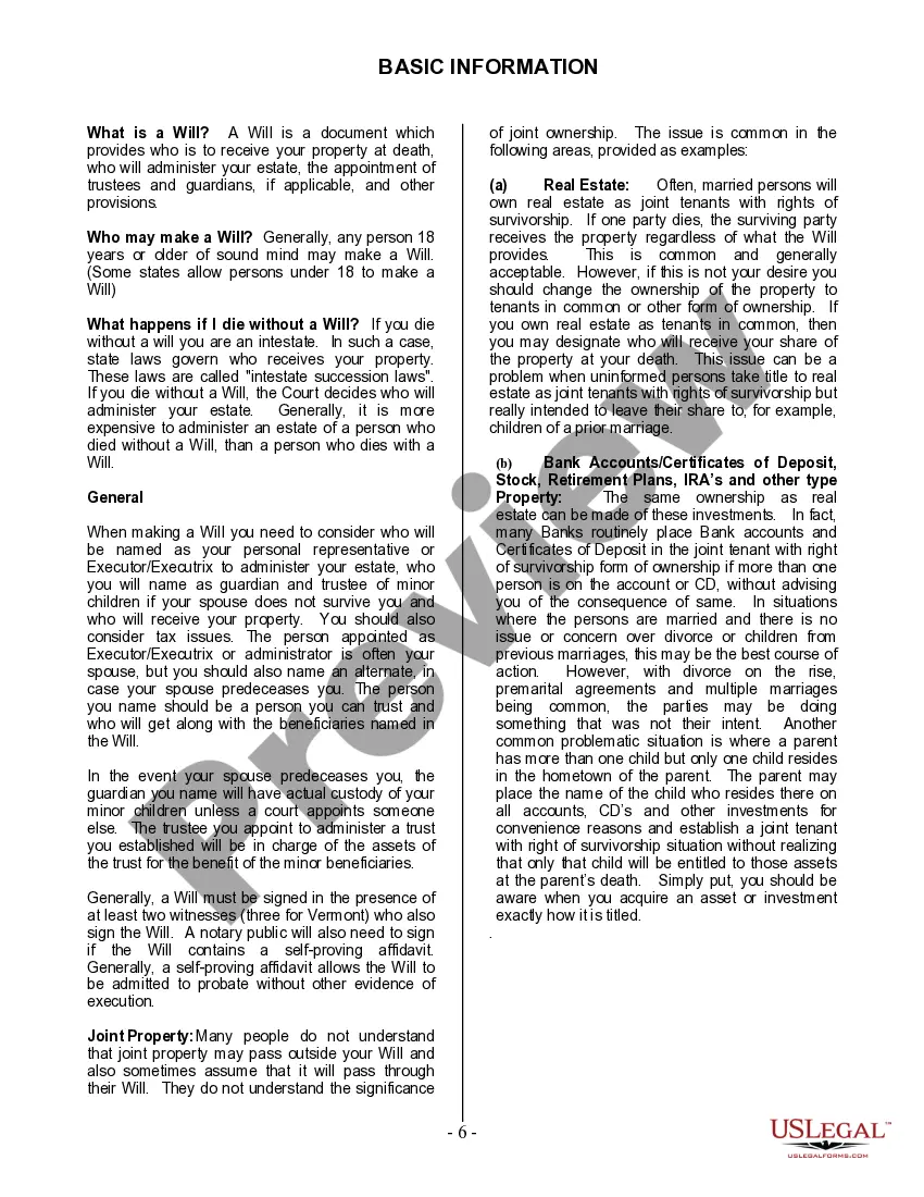 Preview Last Will and Testament for a Single Person with Minor Children