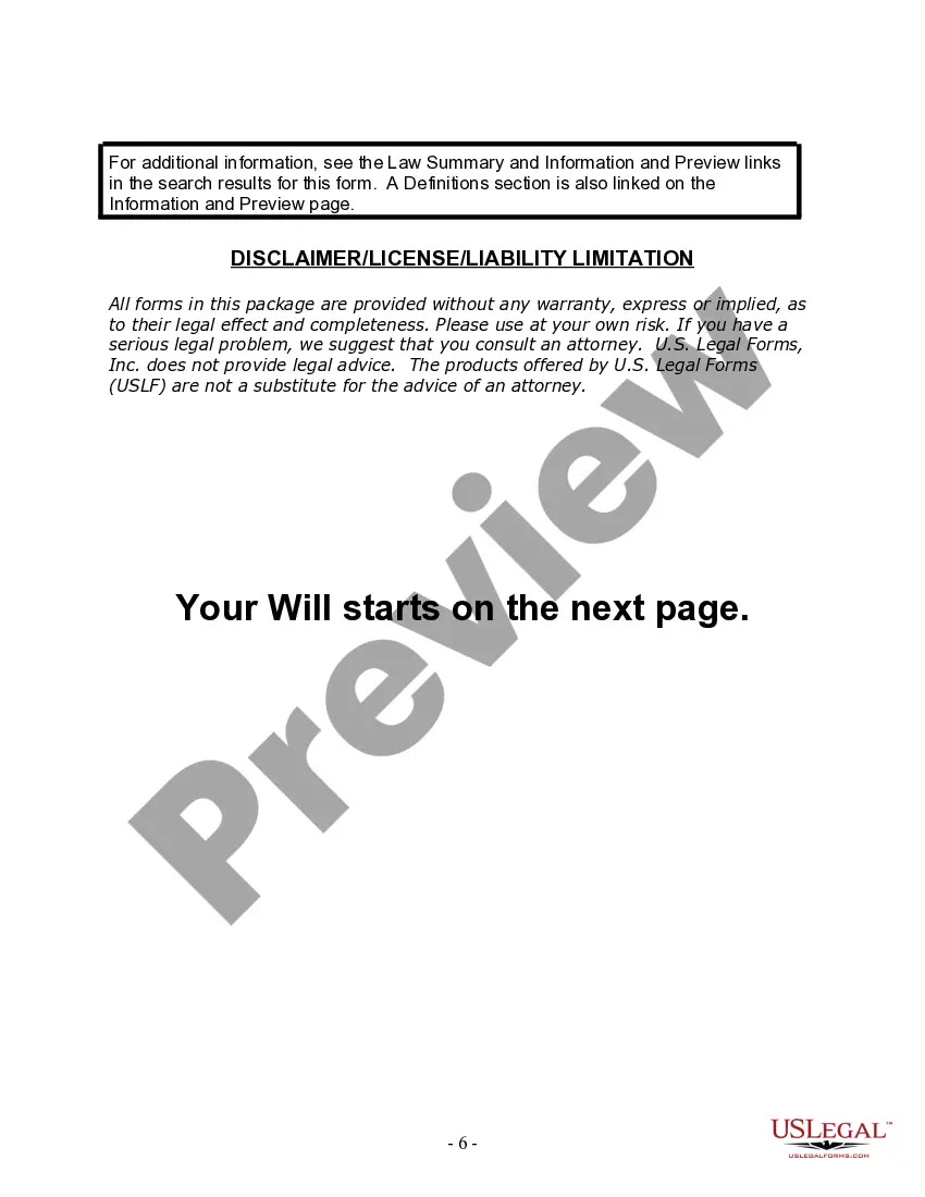 Preview Last Will and Testament for a Single Person with Minor Children