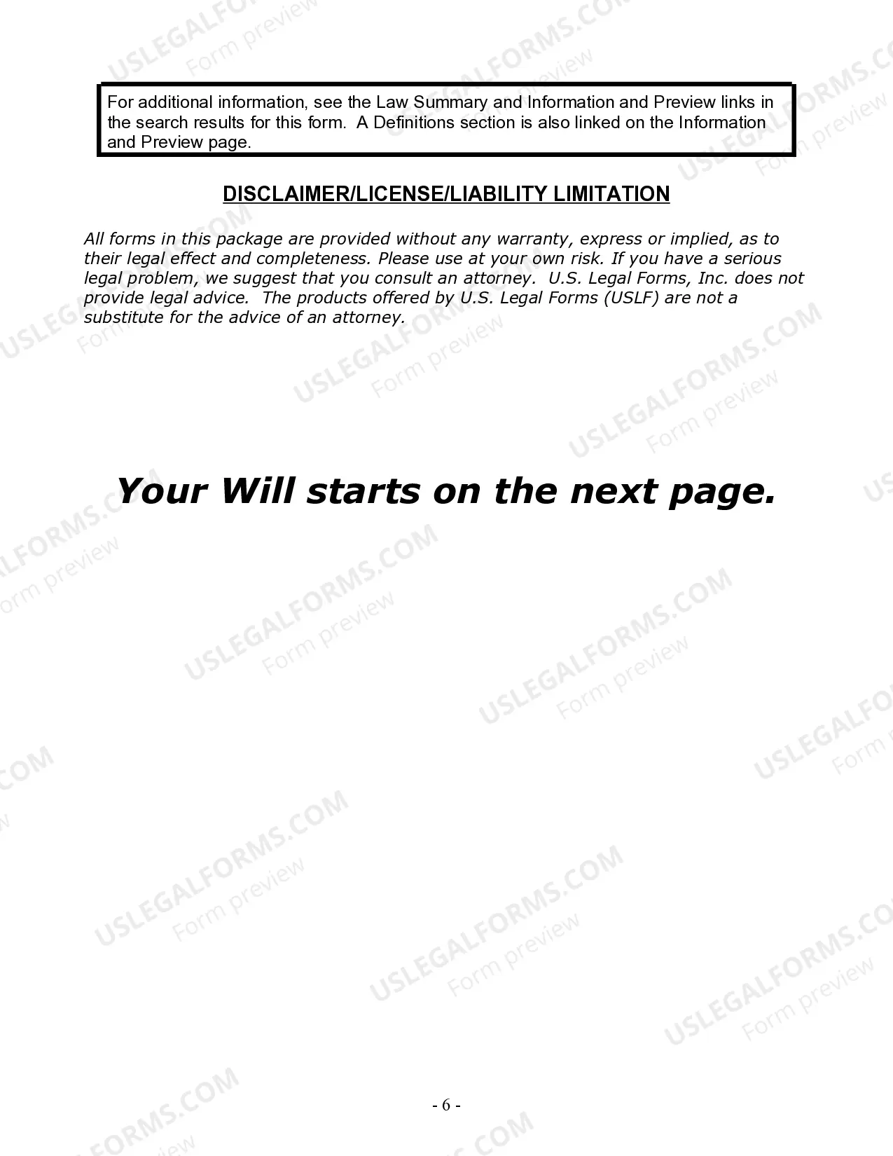 Preview Last Will and Testament for Single Person with Adult and Minor Children