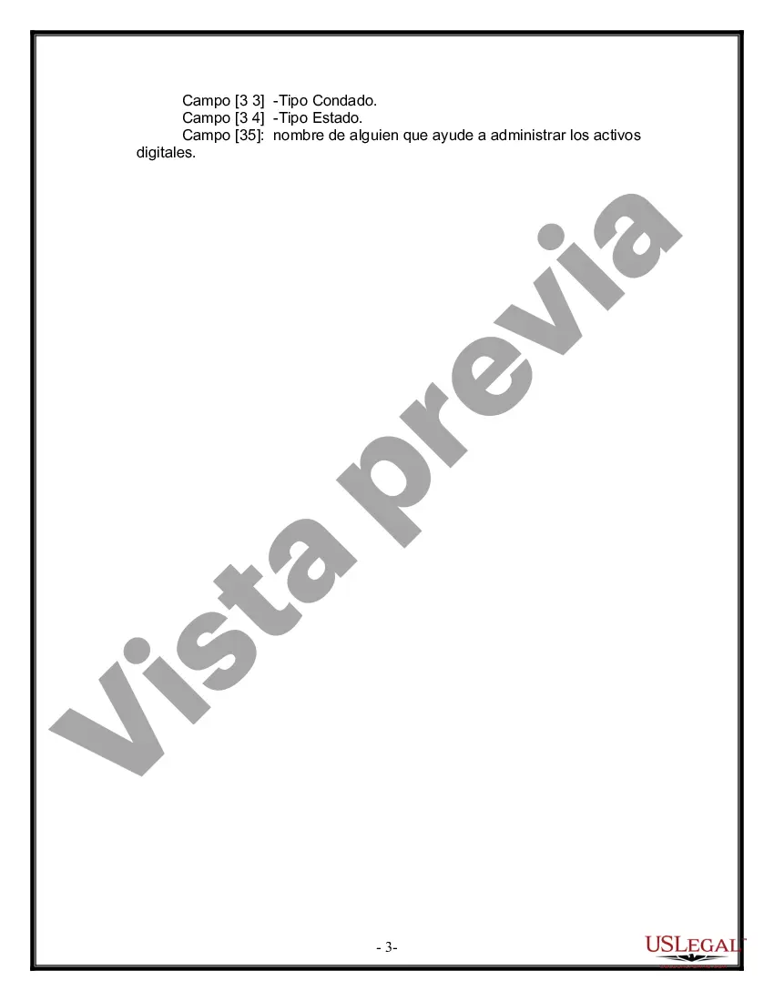 Preview Formulario Legal de Última Voluntad y Testamento para Persona Soltera con Hijos Adultos