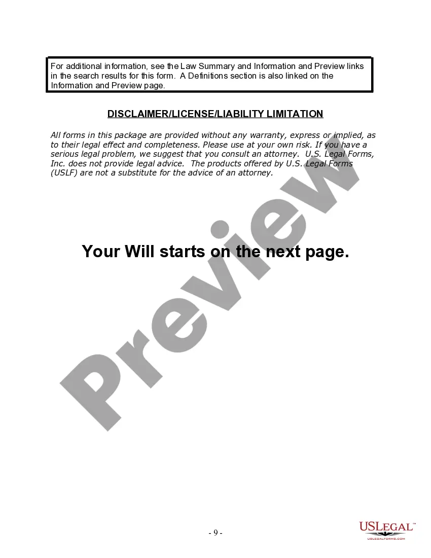 Preview Last Will and Testament for Married person with Minor Children from Prior Marriage