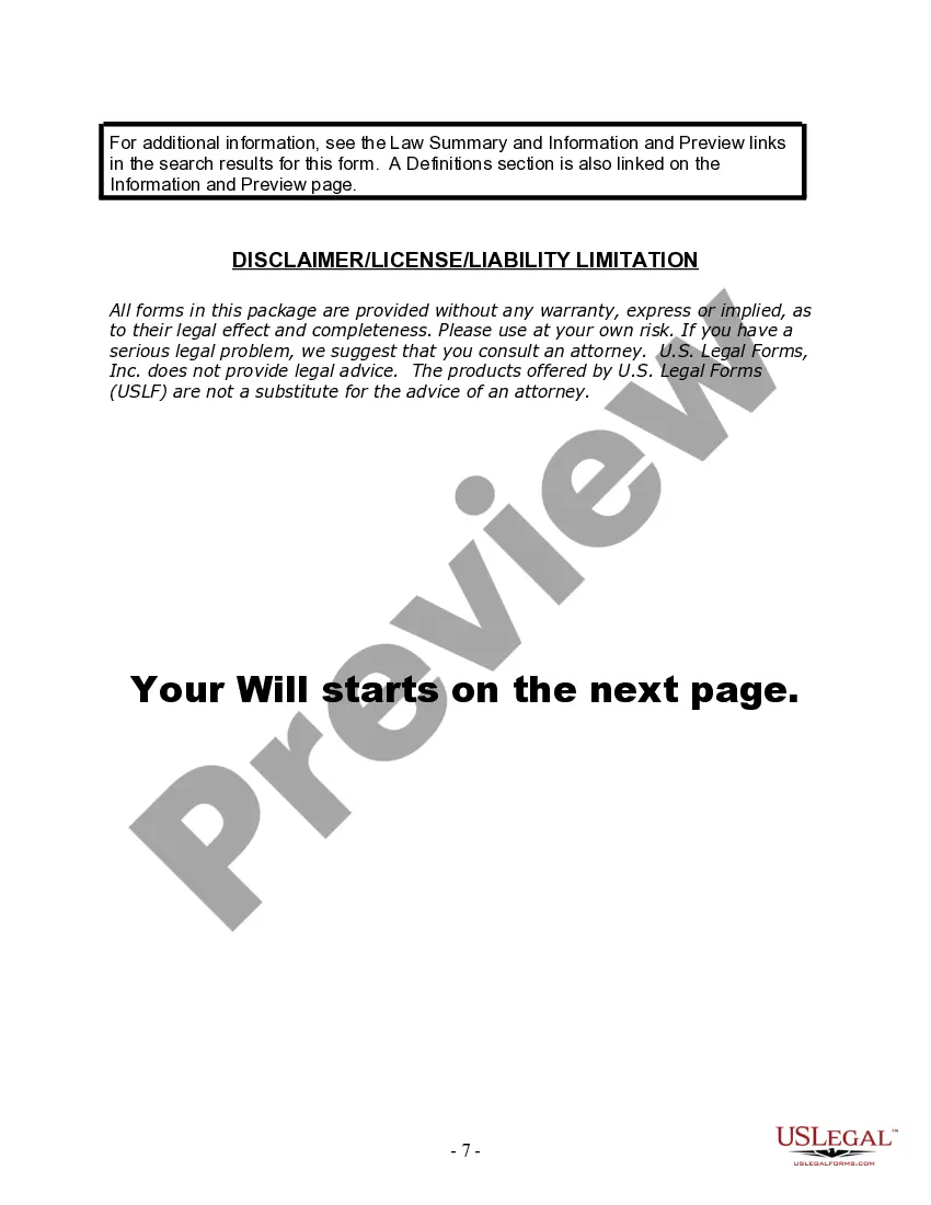 Preview Last Will and Testament for Divorced person not Remarried with Adult Children