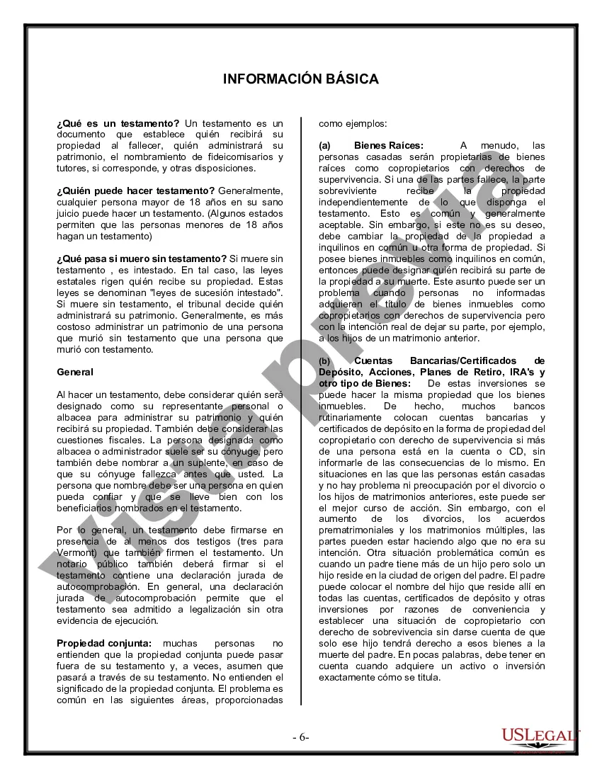 Preview Formulario de última voluntad y testamento legal para una persona casada con hijos adultos de un matrimonio anterior