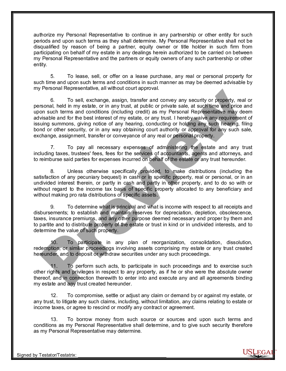 page 9 Legal Last Will and Testament Form for Married person with Adult Children from Prior Marriage preview