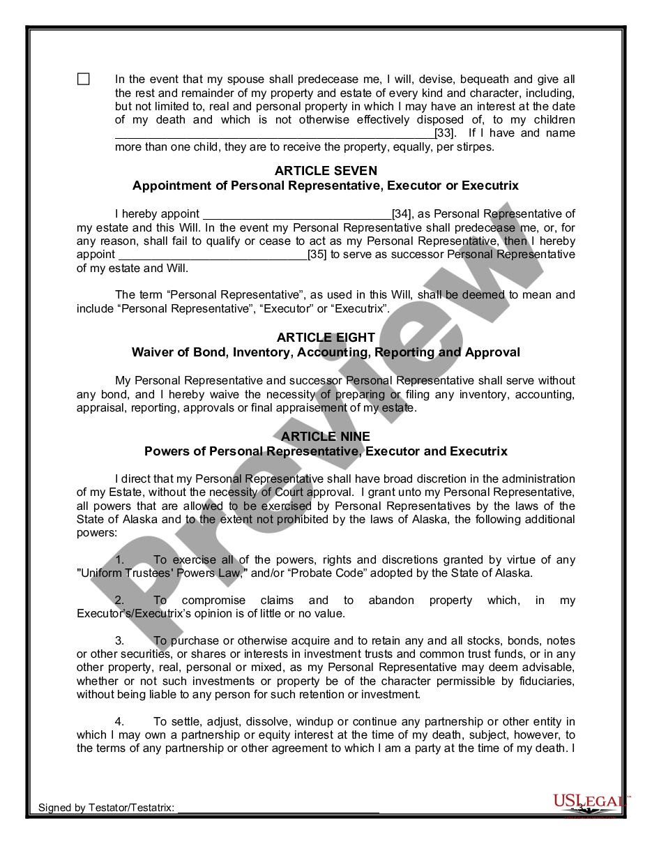 page 8 Legal Last Will and Testament Form for Married person with Adult Children from Prior Marriage preview
