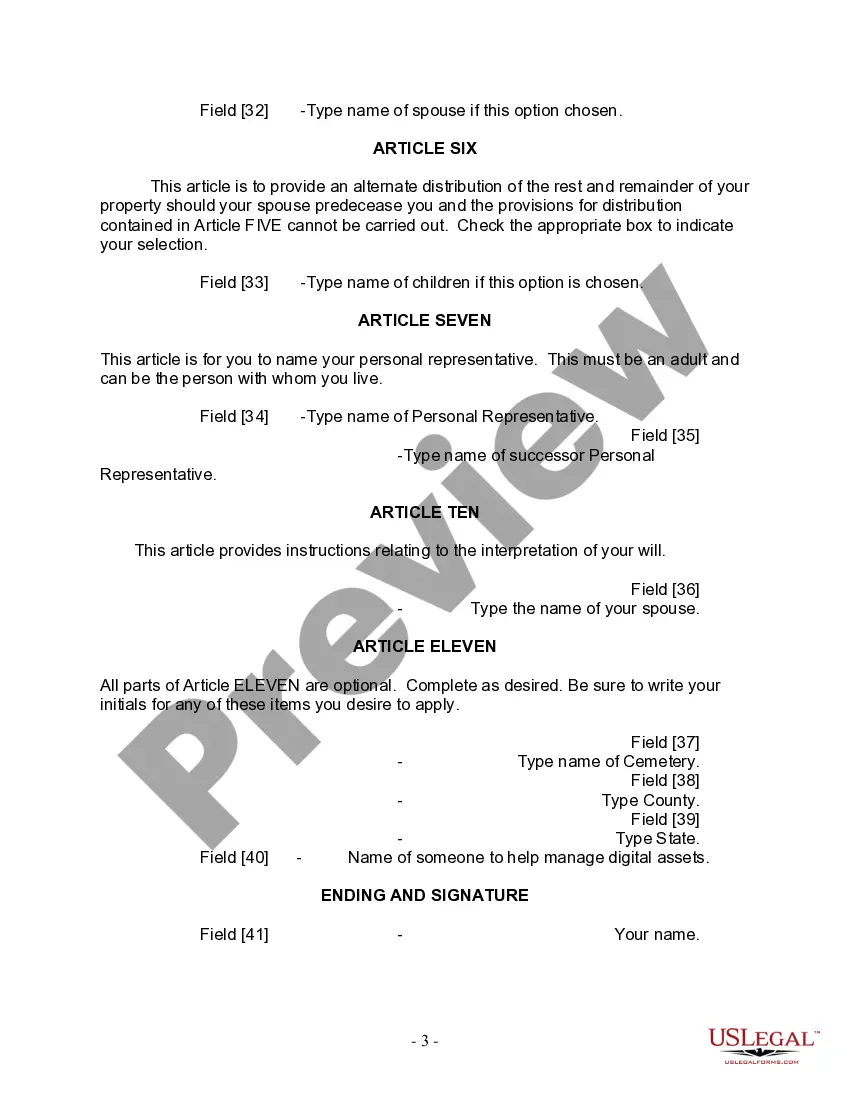 Preview Last Will and Testament for Married person with Adult Children from Prior Marriage
