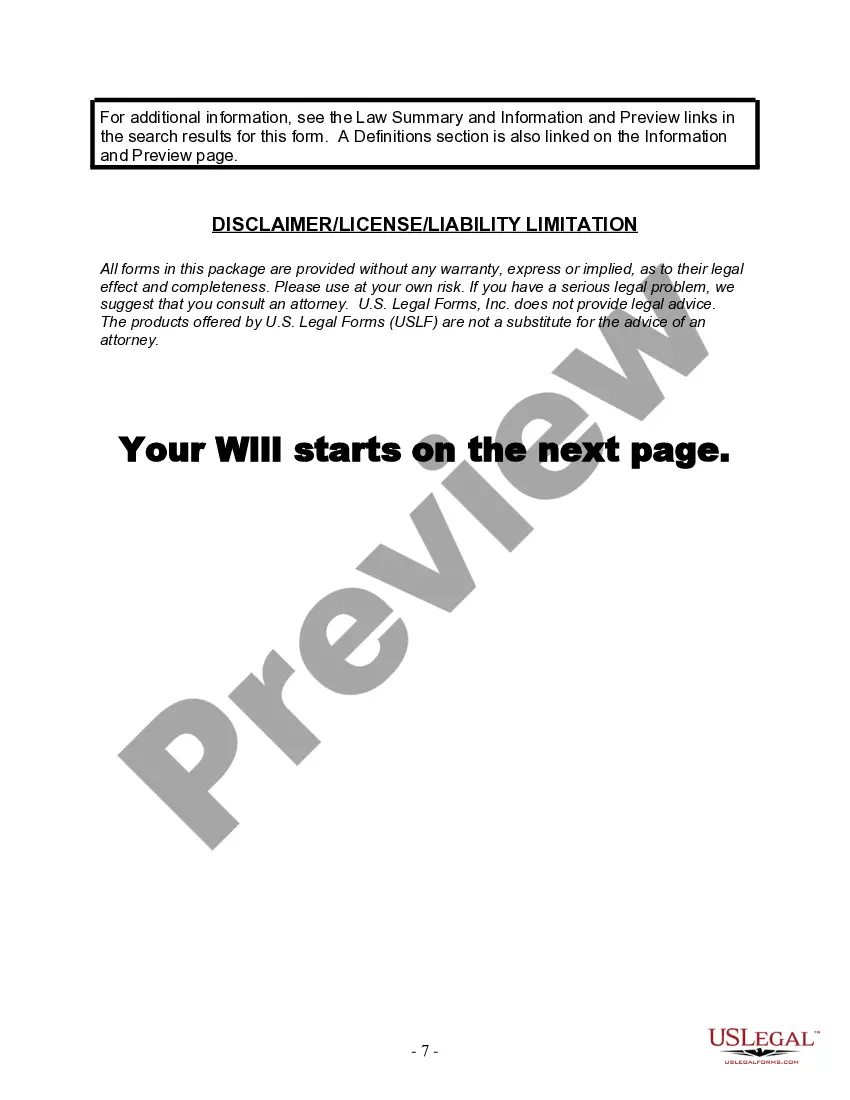 Preview Last Will and Testament for Married person with Adult Children from Prior Marriage