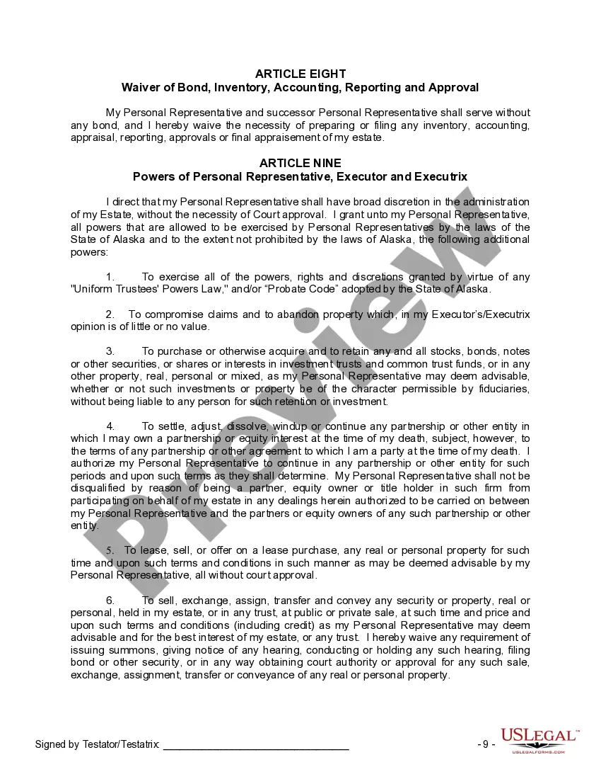 Preview Last Will and Testament for Married person with Adult Children