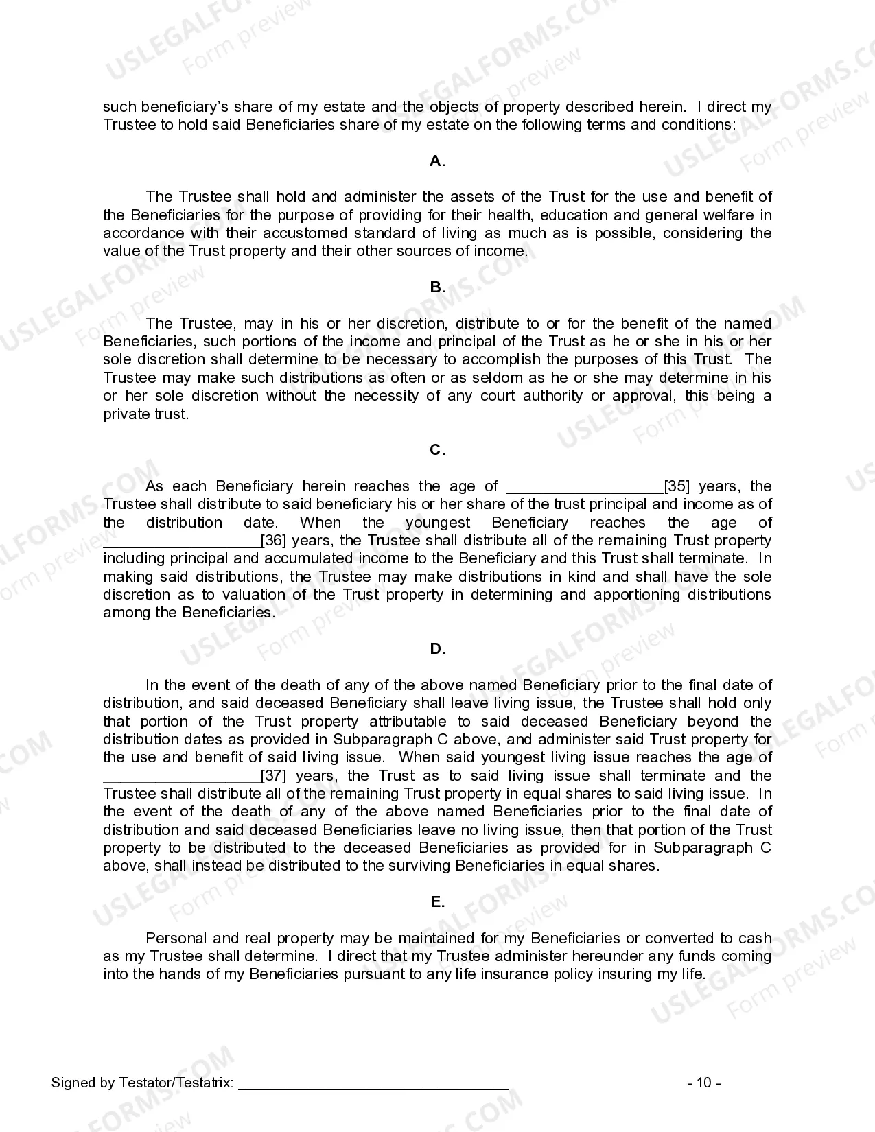 Preview Last Will and Testament for Married person with Minor Children